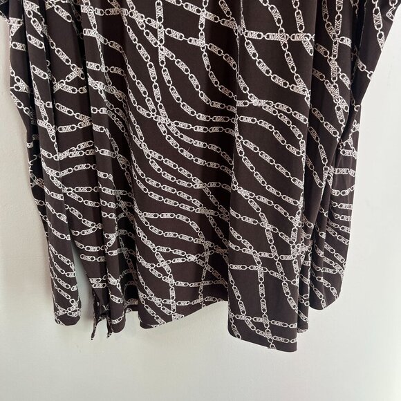 Michael Michael Kors Plus Size 3X Chain-Print Cold-Shoulder Top - Chocolate - Picture 8 of 12